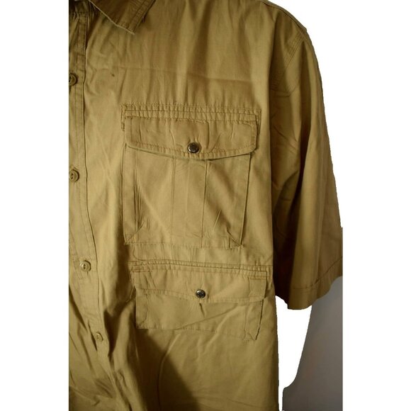 Sean John Mens 3XL 3-Pocket Taped Twill Woven Khaki Button Down Shirt - Picture 3 of 6